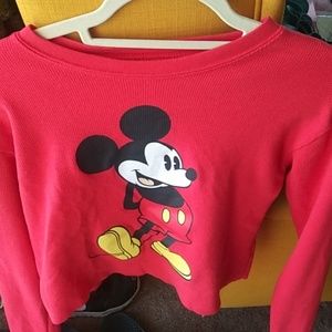 Disney Red Mickey Mouse cropped long sleeve